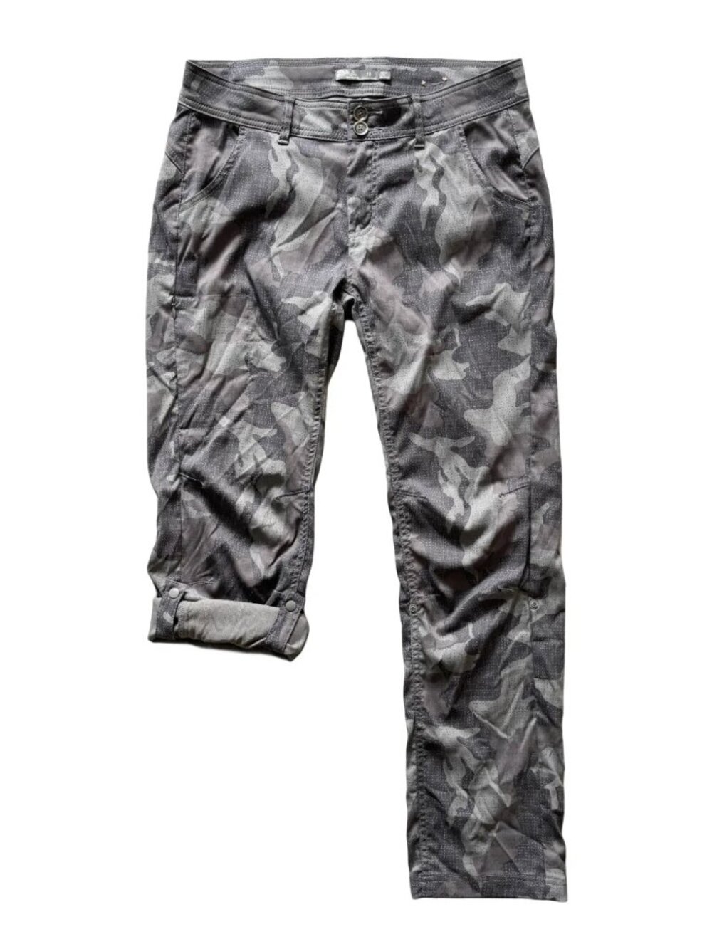 PRANA Halle Mid Rise Straight Camo Print Convertible Roll Hiking Pants SZ 10